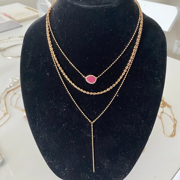 Baublebar triple drop necklace with gemstone - Picture 1 of 5